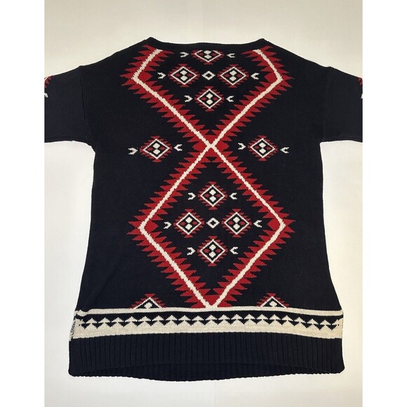Ralph Lauren Petite Women’s Oversized Sweater Black Red Southwestern Size PL - Picture 6 of 12